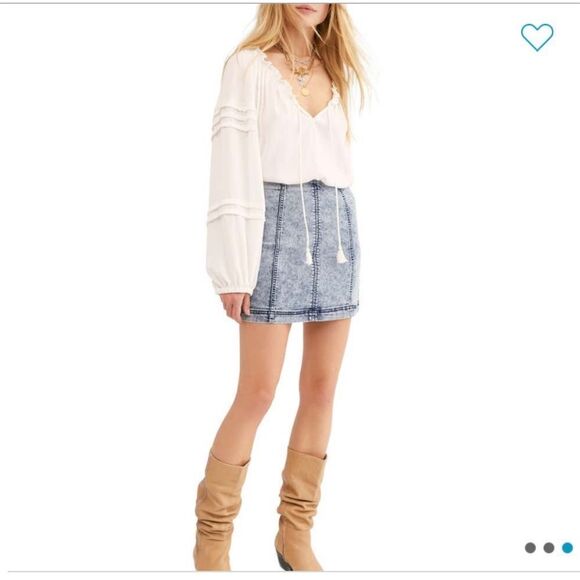 NWT Free People Femme Acid Wash Denim Skirt - Picture 3 of 4